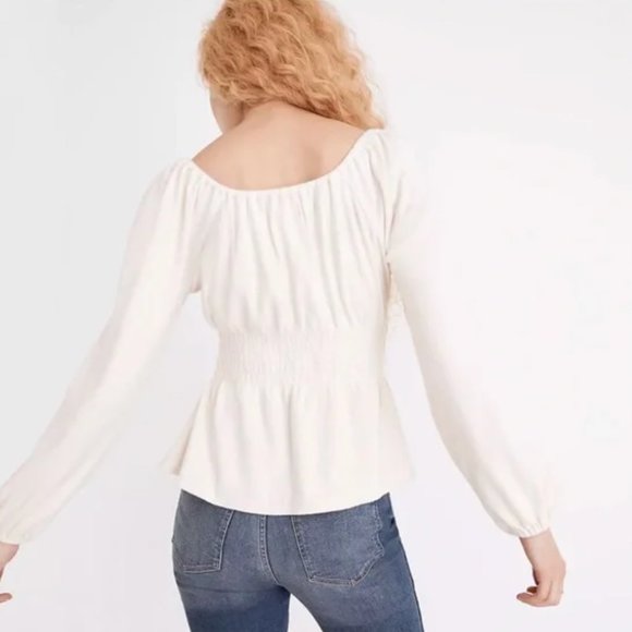 NWOT❣️ Madewell Plush Square Neck Smocked Top - Picture 3 of 7